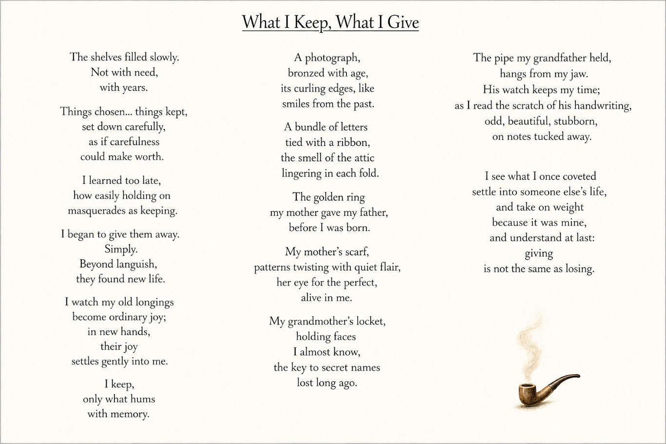 What I Keep, What I Give, from The Old Black Cat and Other Ghosts